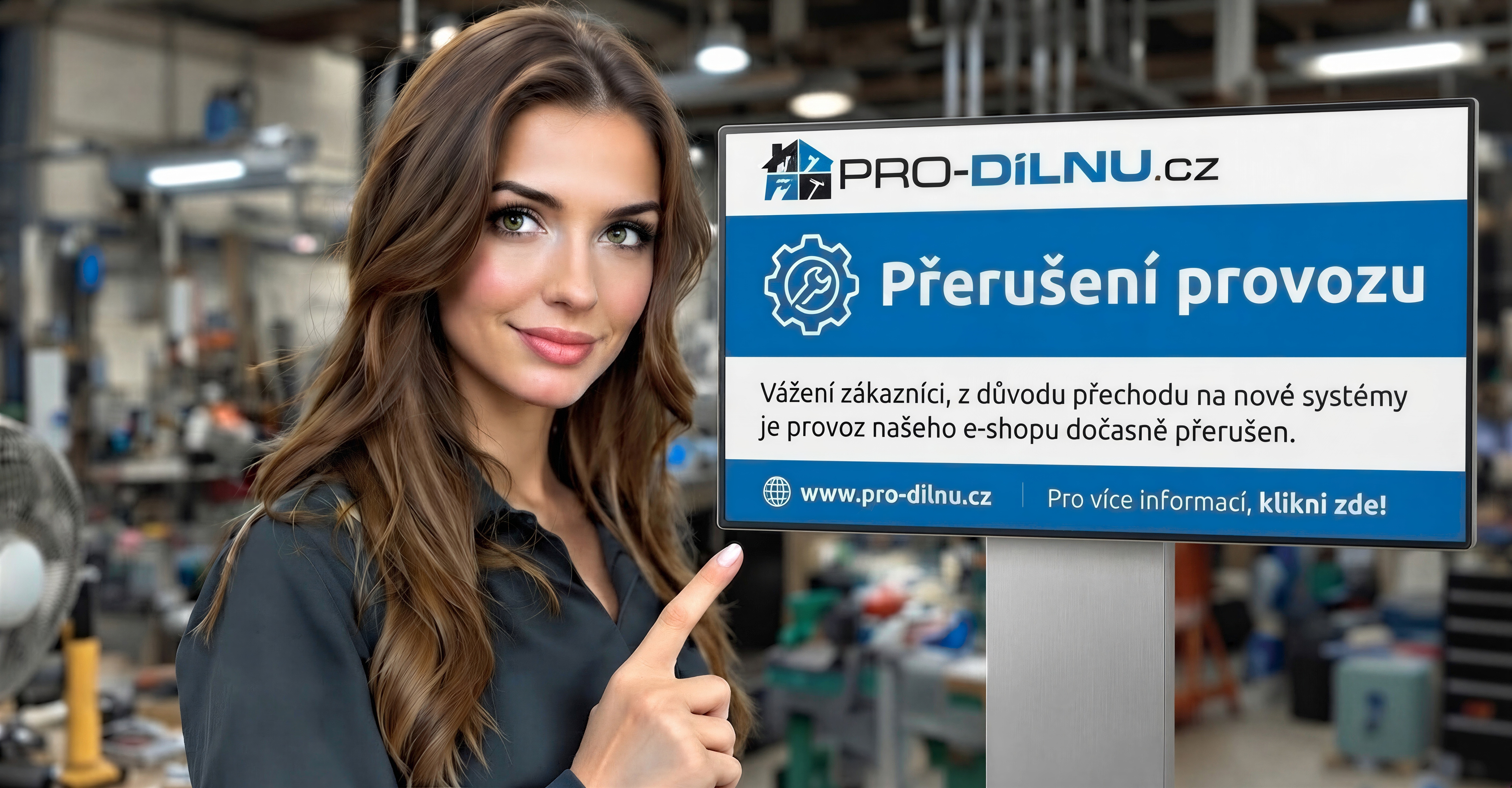 Banner upozorňující na přerušení provozu